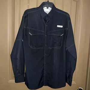 Columbia PFG Shirt Mens S/P  Black  Button Up Omni Shade Fishing Vented Outdoor